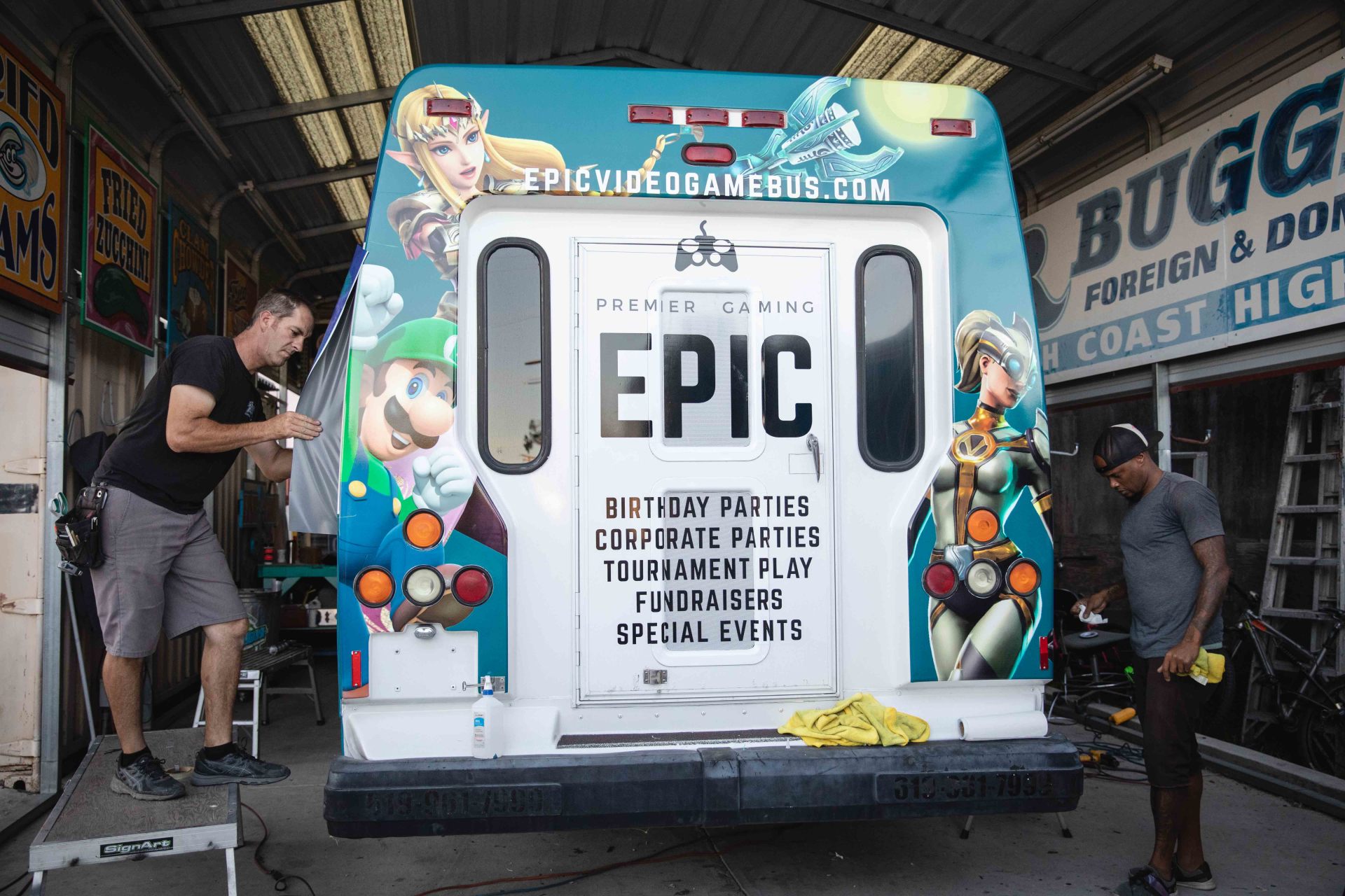 Epic Game Bus Gallery Sign Art Graphix Vista, CA