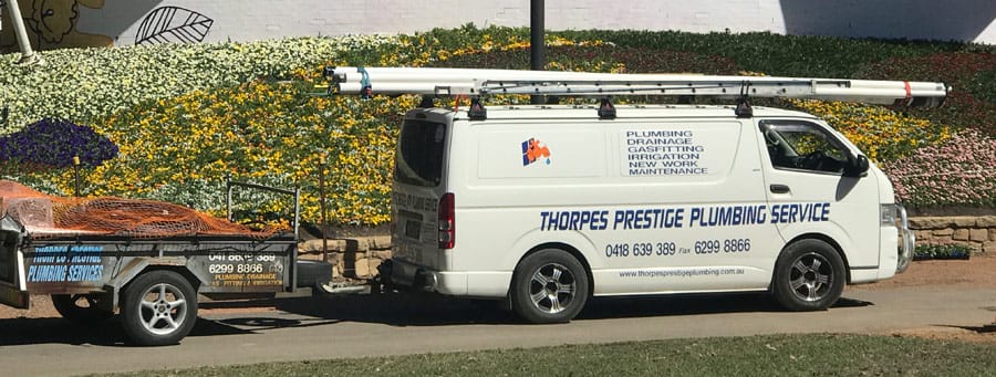 thorpes prestige plumbing service truck