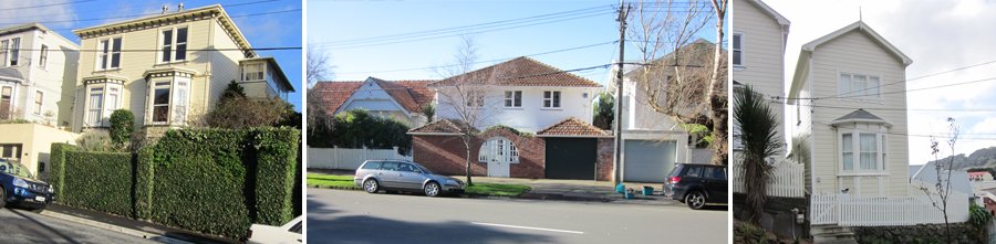 Montage of houses painted by painting contractors in Wellington