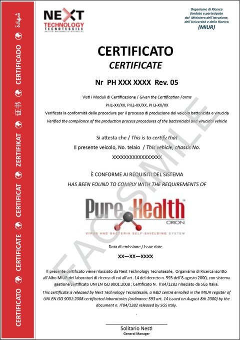 Tech. bactéricide virucide Pure Health - Calenzano Tech. bactéricide virucide Pure Health - Calenzano