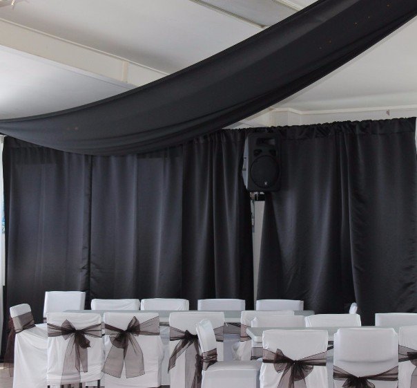 Black color wall drape
