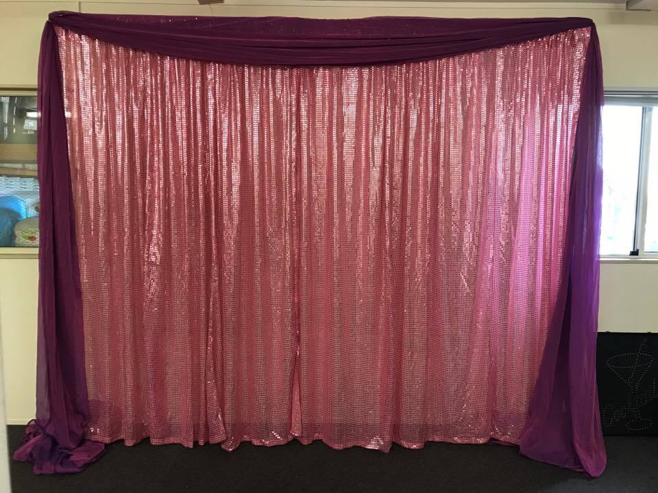 Pink color wall drape