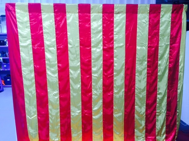 View of a striped wall drape