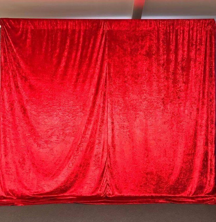 Red color wall drape