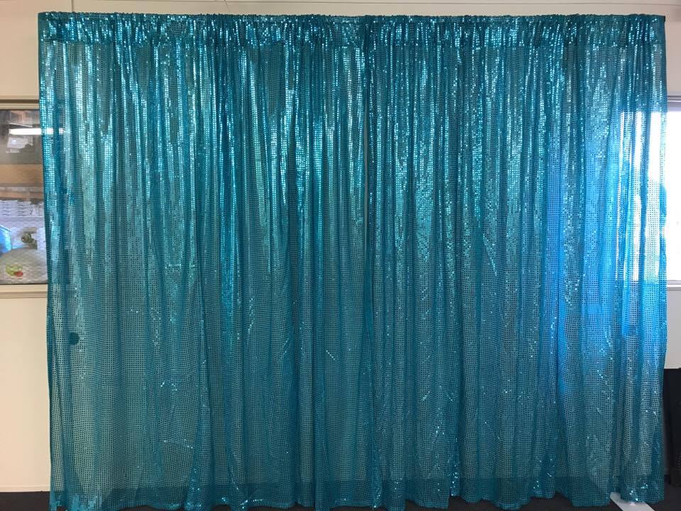 Blue Sequin wall draping