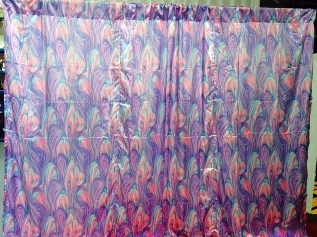 View of a printed pattern wall drape