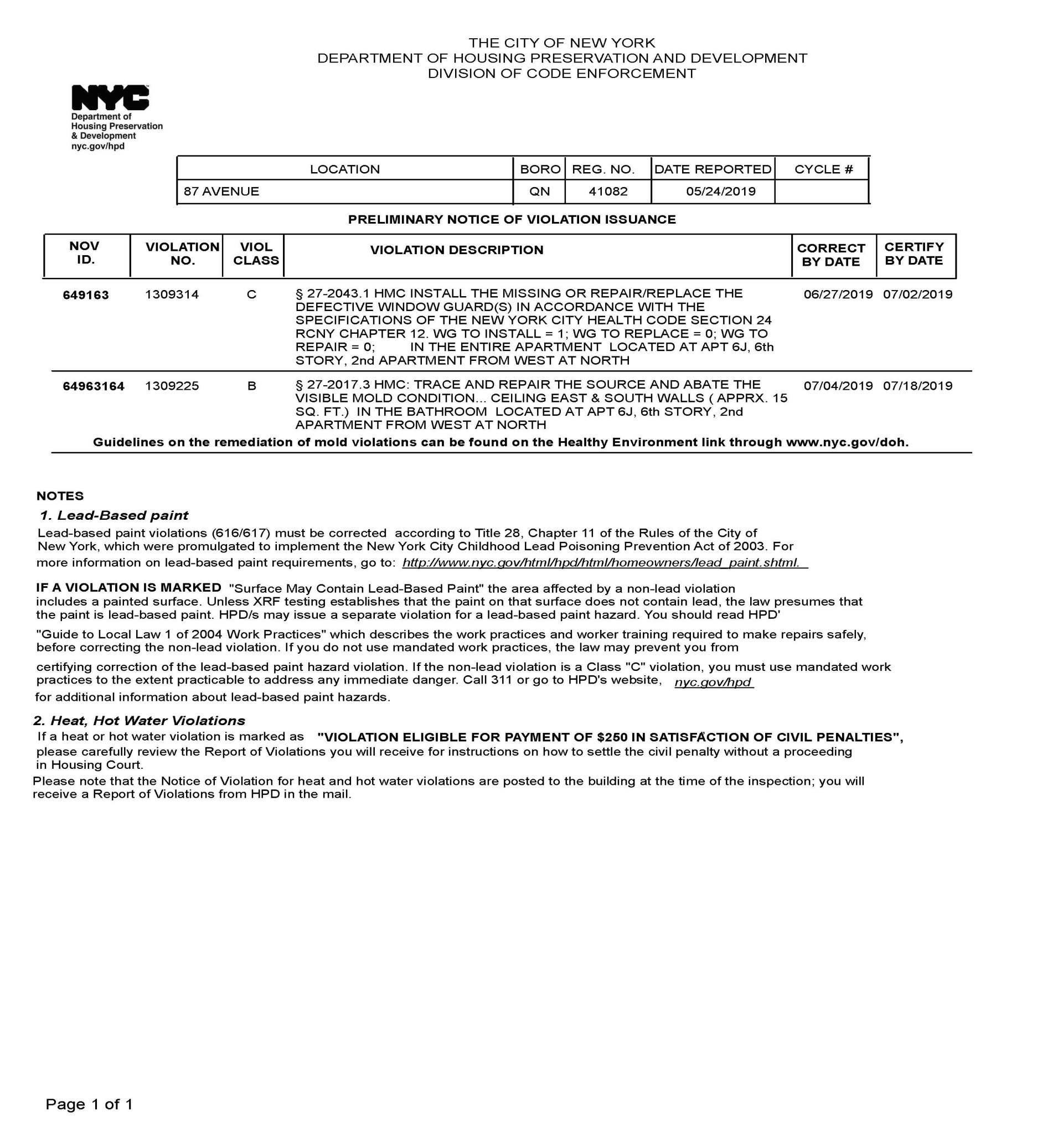 NYC Lead Paint Compliance DOH and HPD