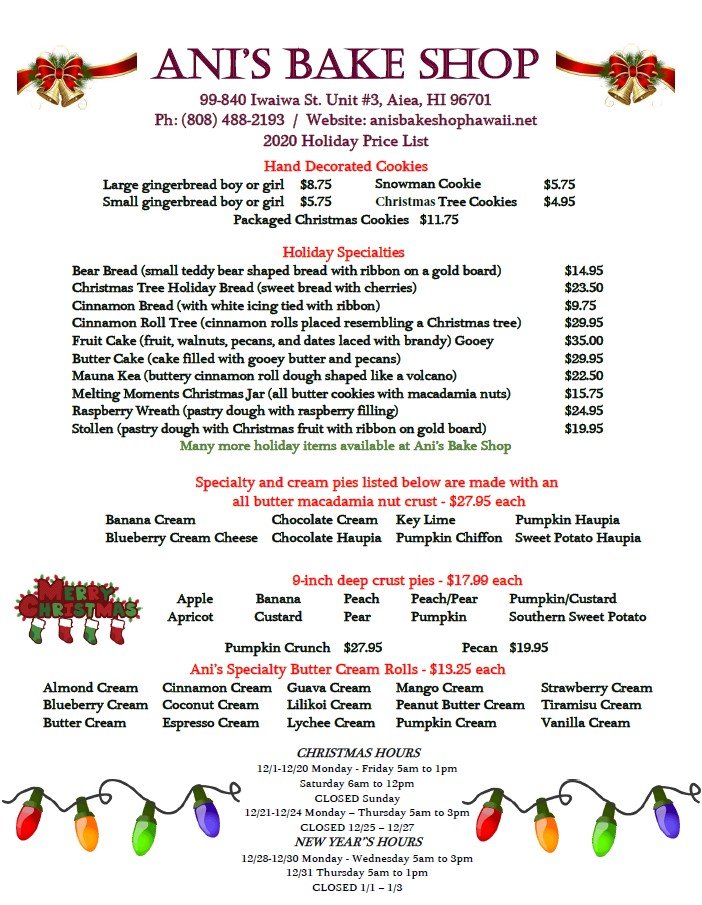 Pastries Near Me Aiea, HI Ani's Bake Shop