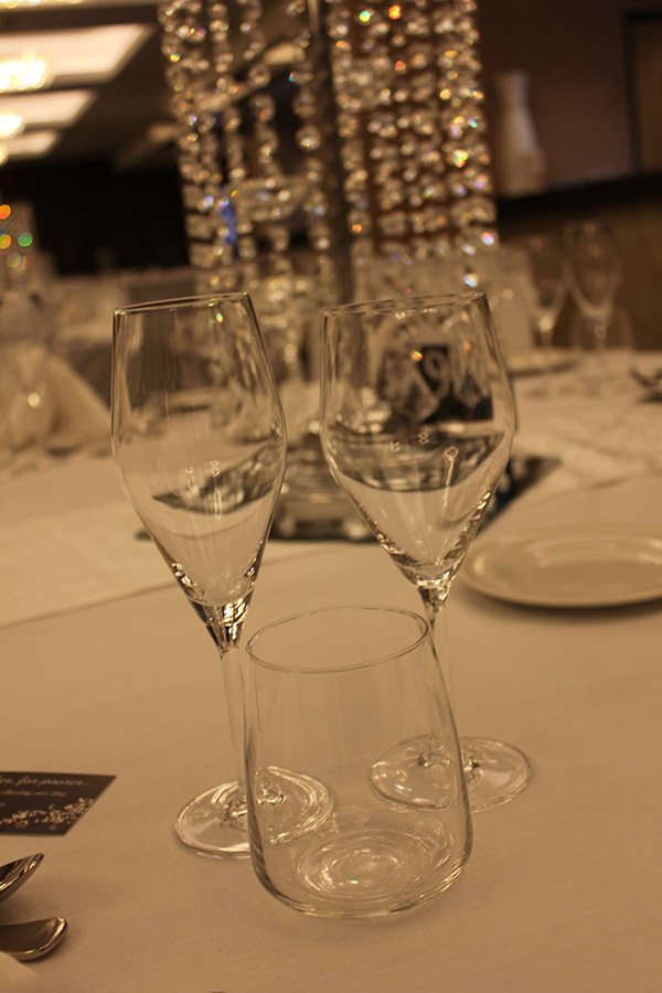 View of champagne glass on table 