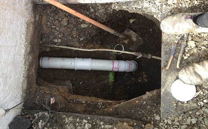 Newly installed drain 