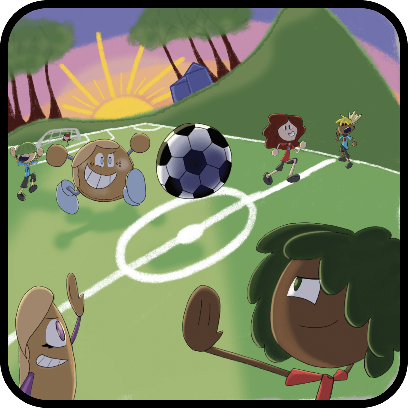 Draw Pablo and Priscilla playing soccer with you!