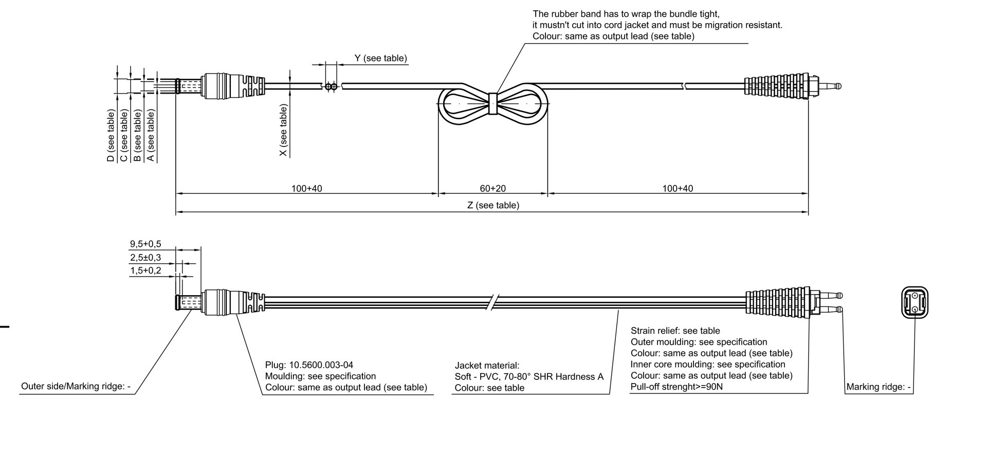 Moulded DC connectors for power supplies