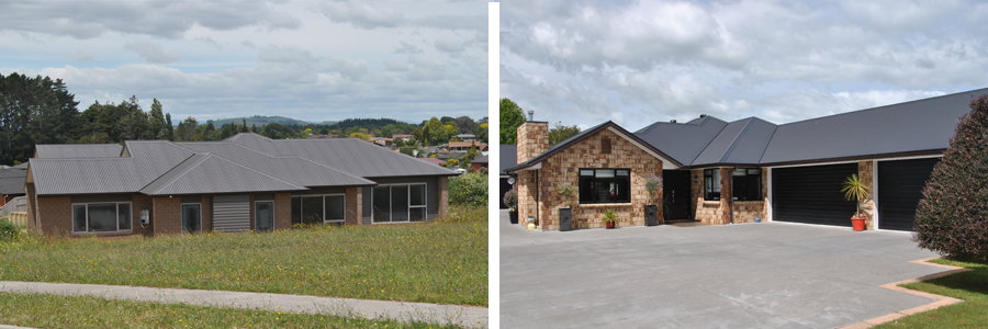 Houses in Morrinsville after receiving roof repairs