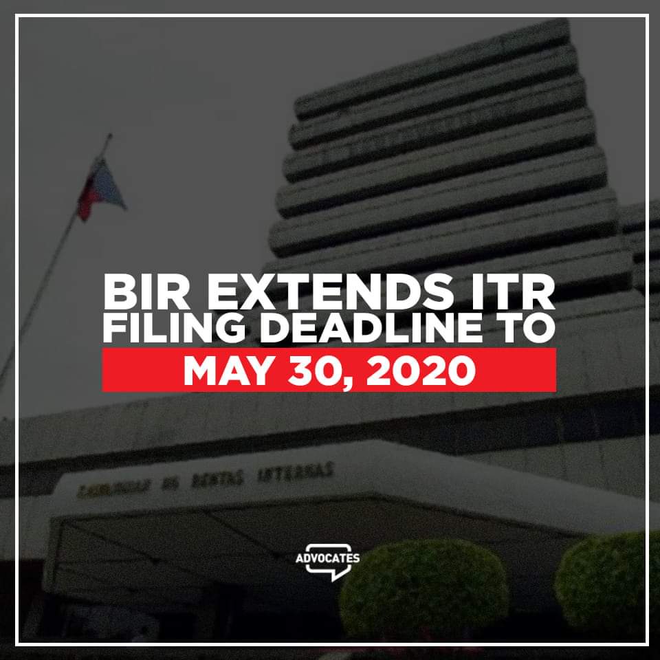 “BIR Extends ITR Filing Deadline to May 30, 2020”