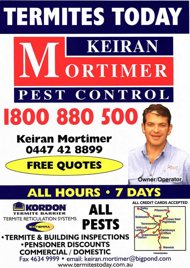 Contact Us Keiran Mortimer Pest Control Toowoomba