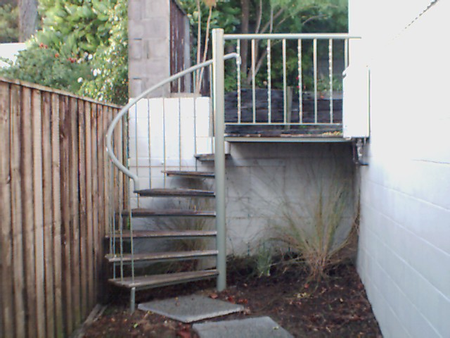 Spiral stair & wrought iron balustrade