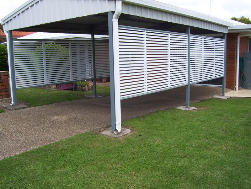 white screened carport