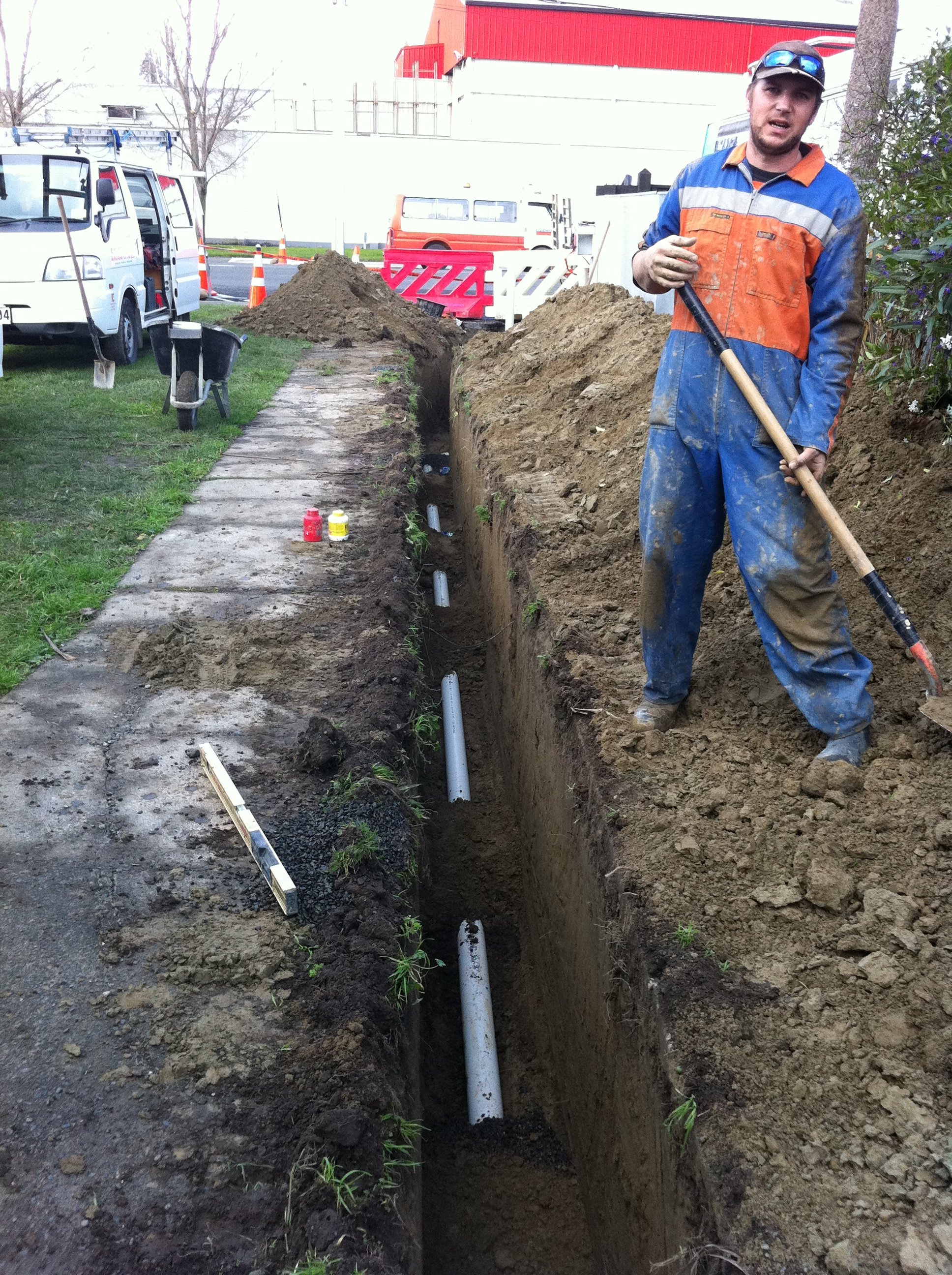 Bathroom plumbing work in progress