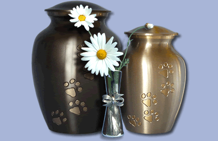 2 gold urns and flower