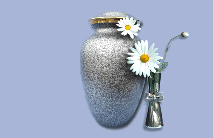 silver urn and flower