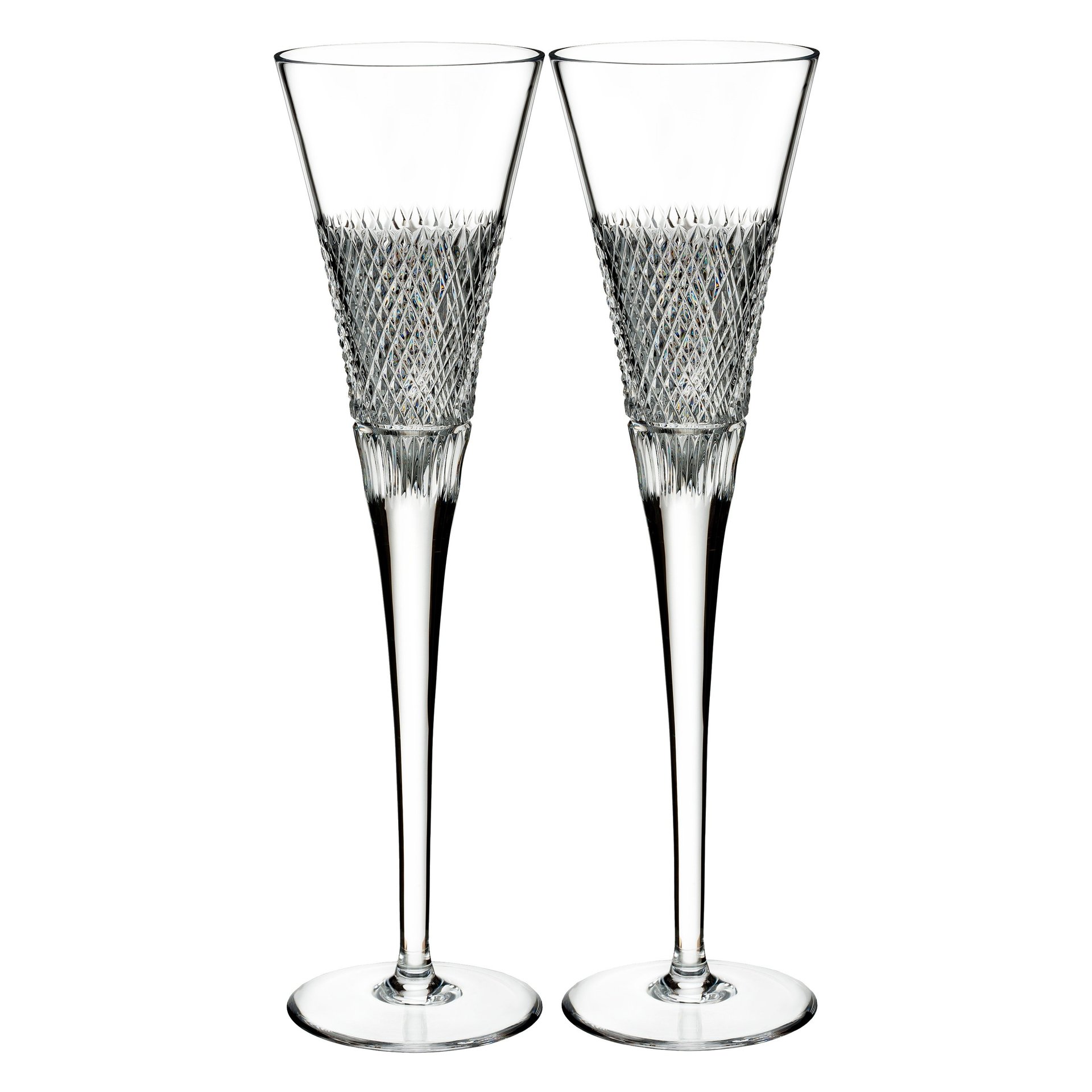 Waterford Diamond Line Flute Pair
