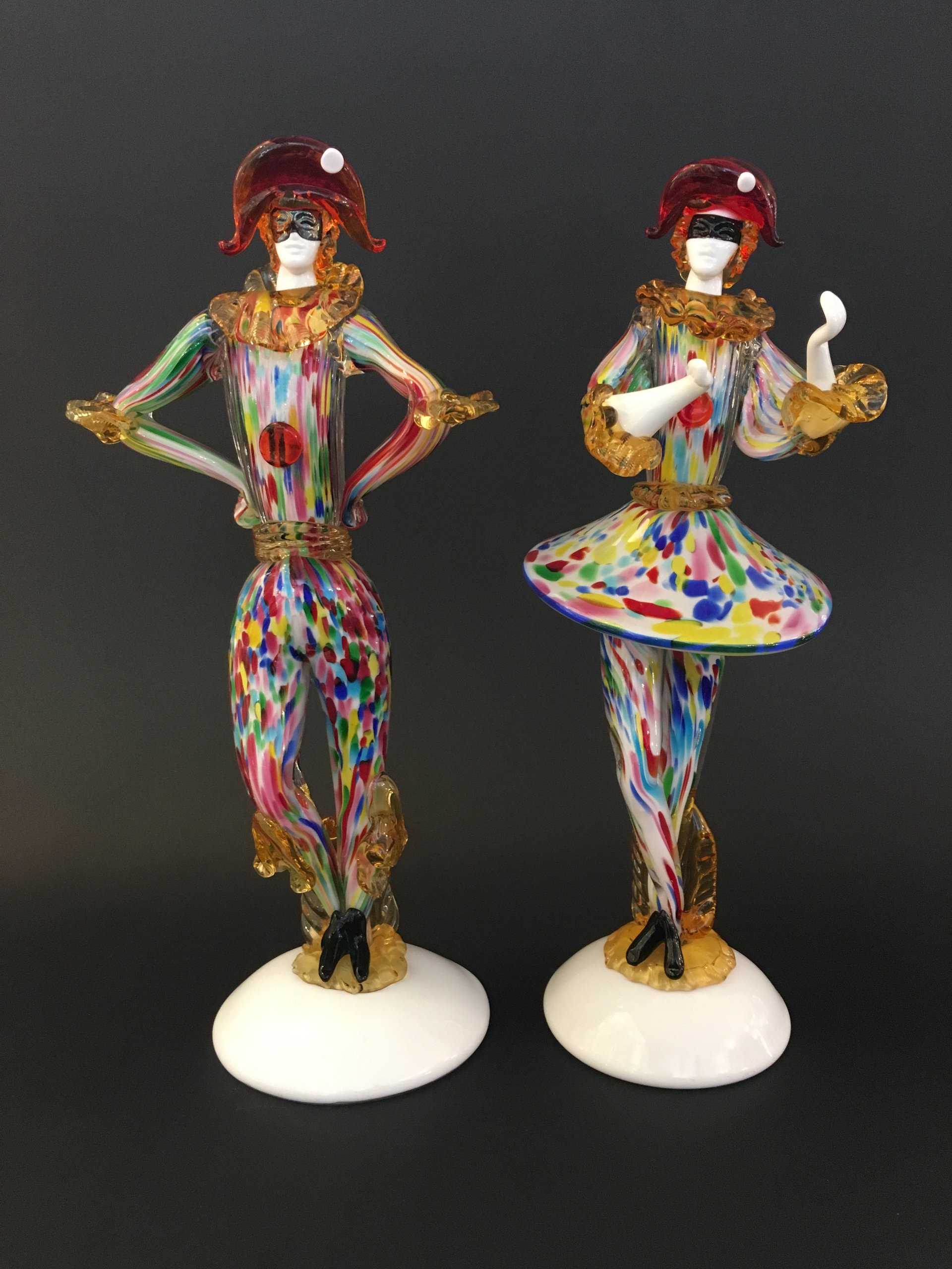 MURANO/VENETIAN MASQUERADE ART GLASS FIGURINES