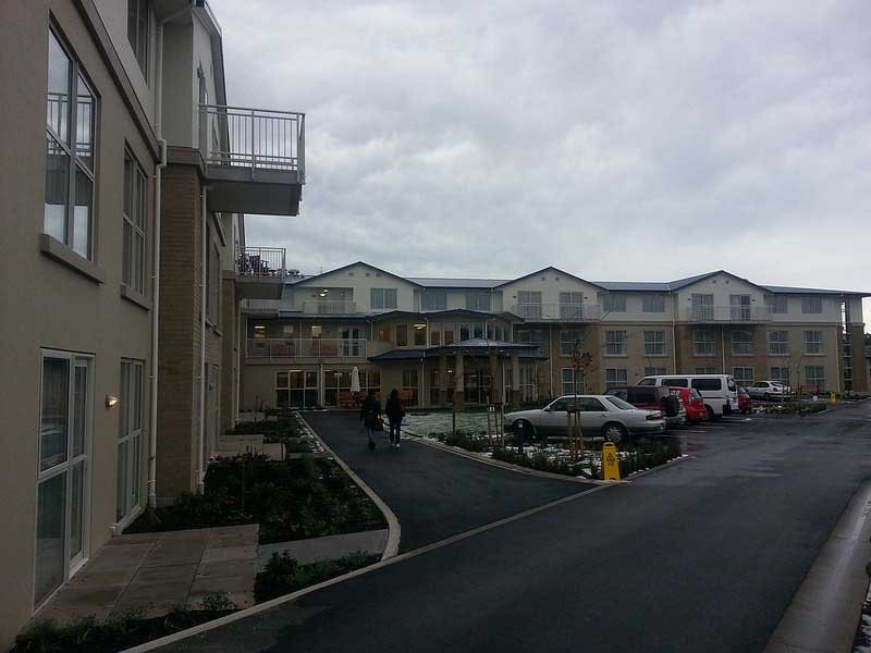 apartment building parking lot