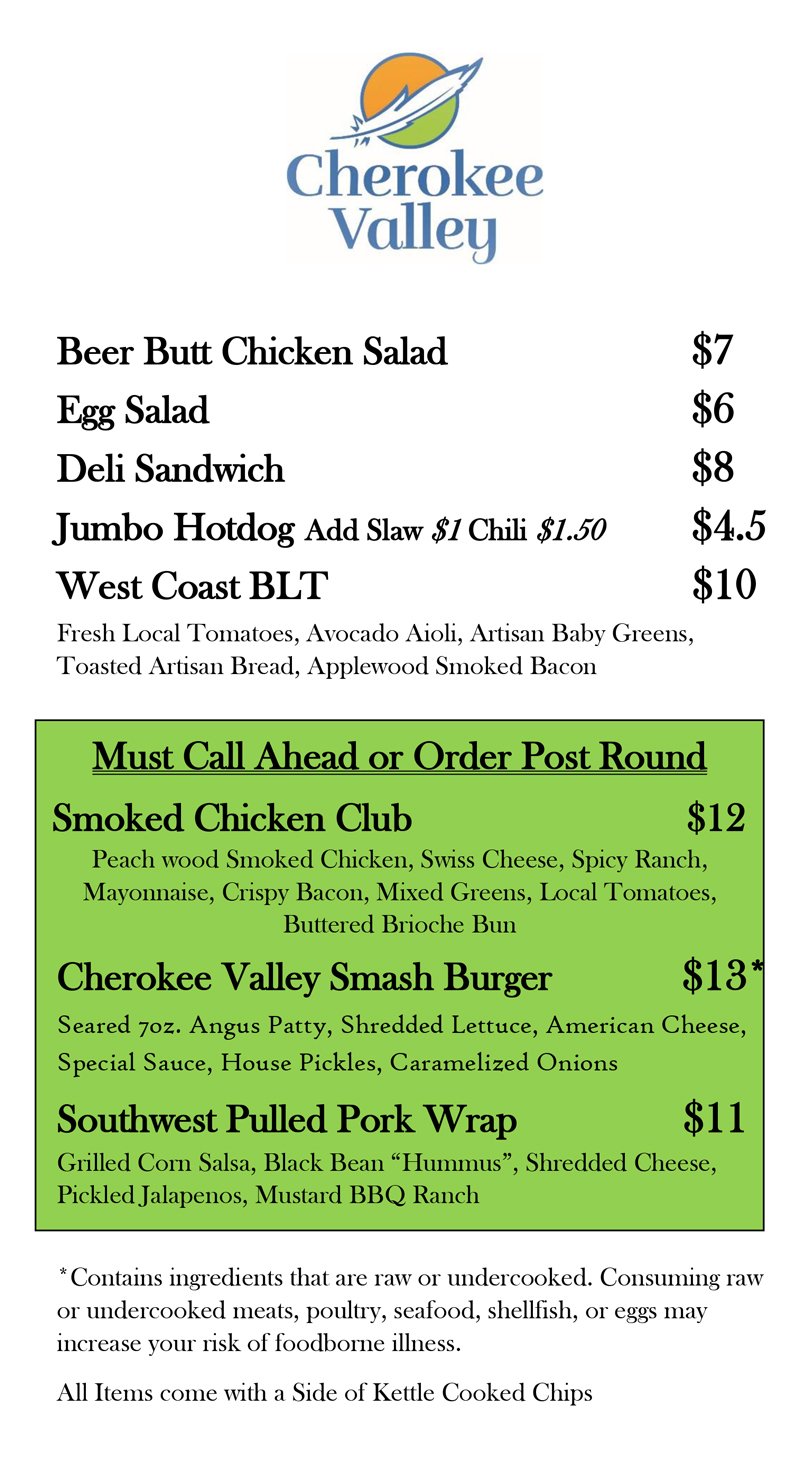 Catering Cherokee Valley Club