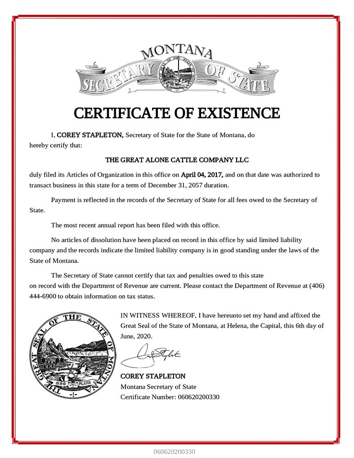 Our Certifications Cattle Ranch, Pasture Raised Beef Two Dot, MT