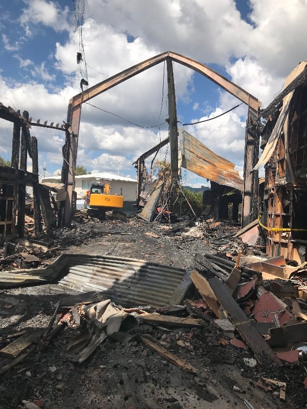 Crane being used for clearing the construction waste from the site