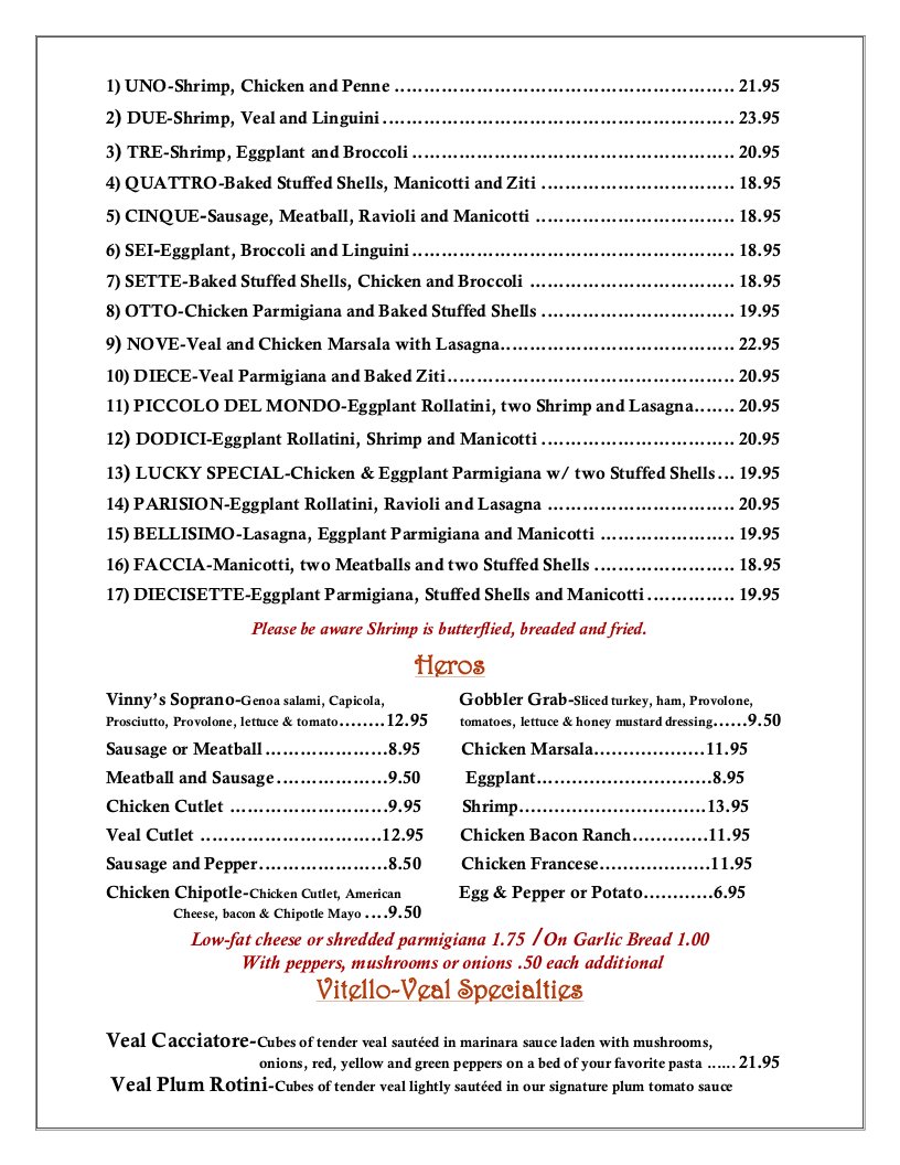 Dinner Piccolo Ristorante Bellmore, NY