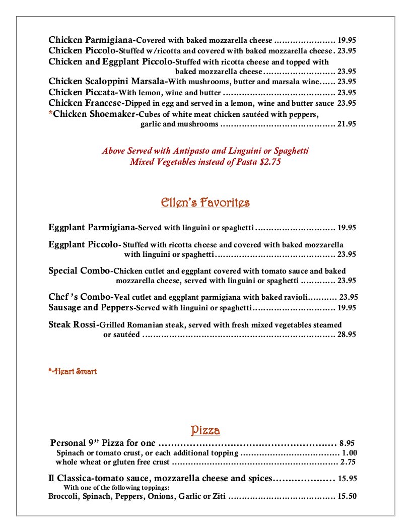 Dinner Piccolo Ristorante Bellmore, NY