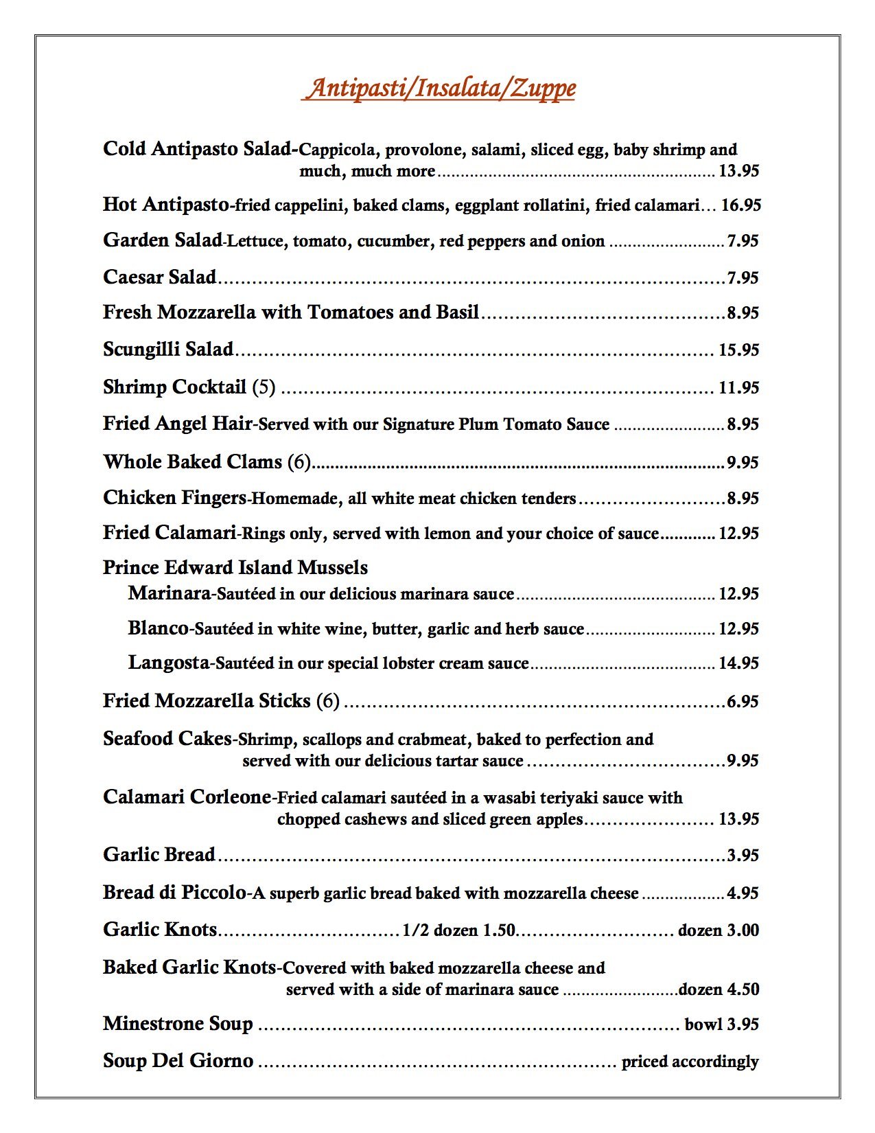 Dinner Piccolo Ristorante Bellmore, NY