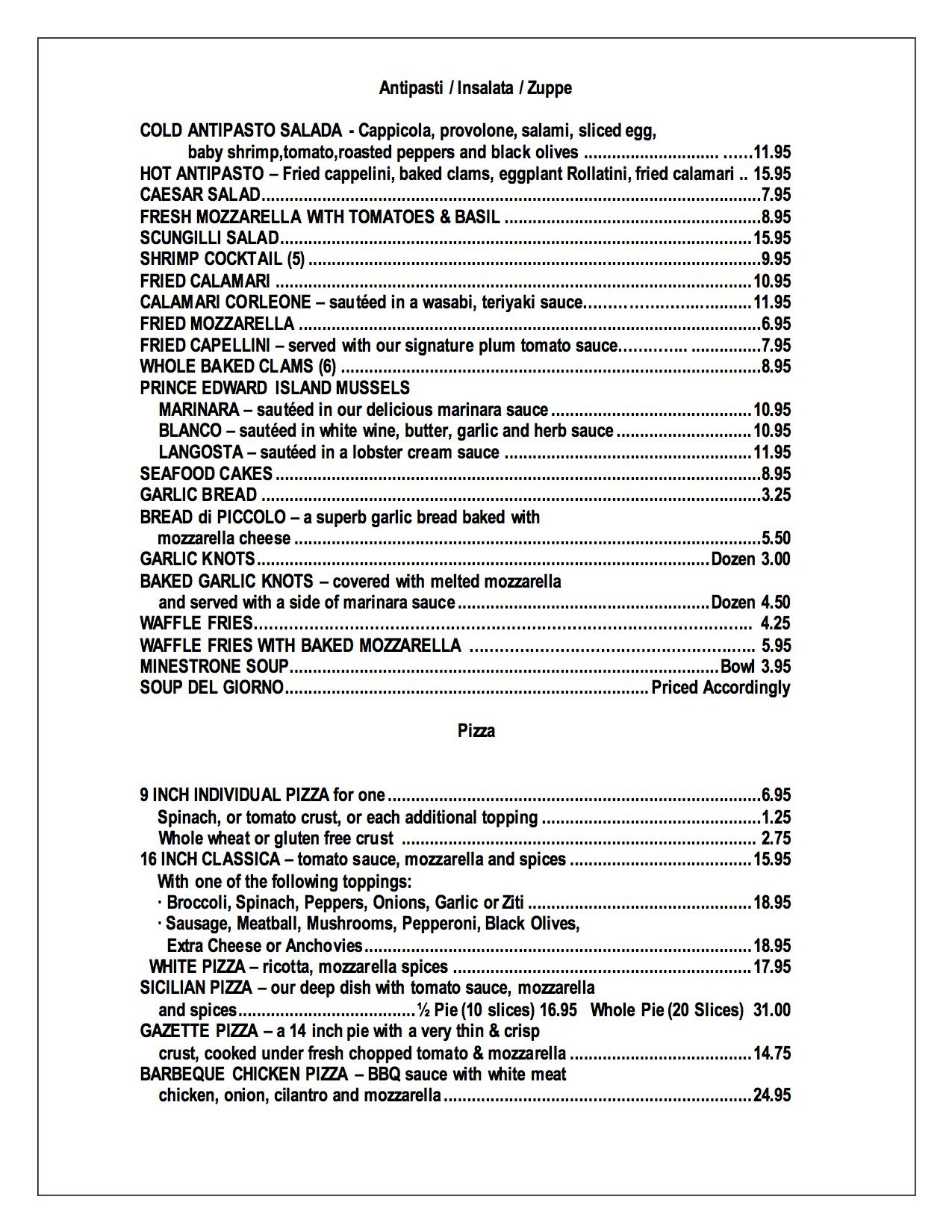 Lunch Piccolo Ristorante Bellmore, NY