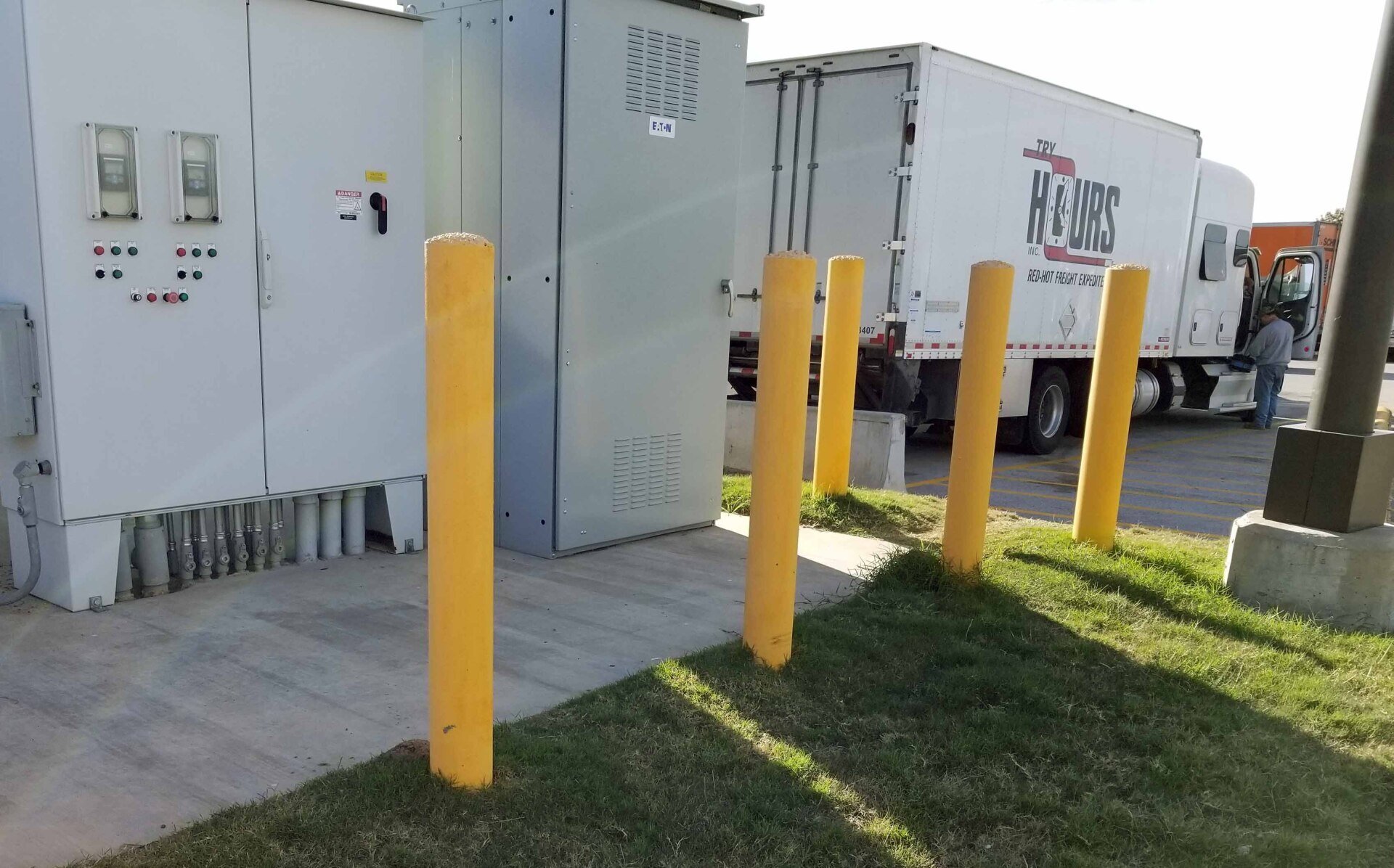 Steel Pipe Bollards Primed and Painted Ready to Install in Concrete