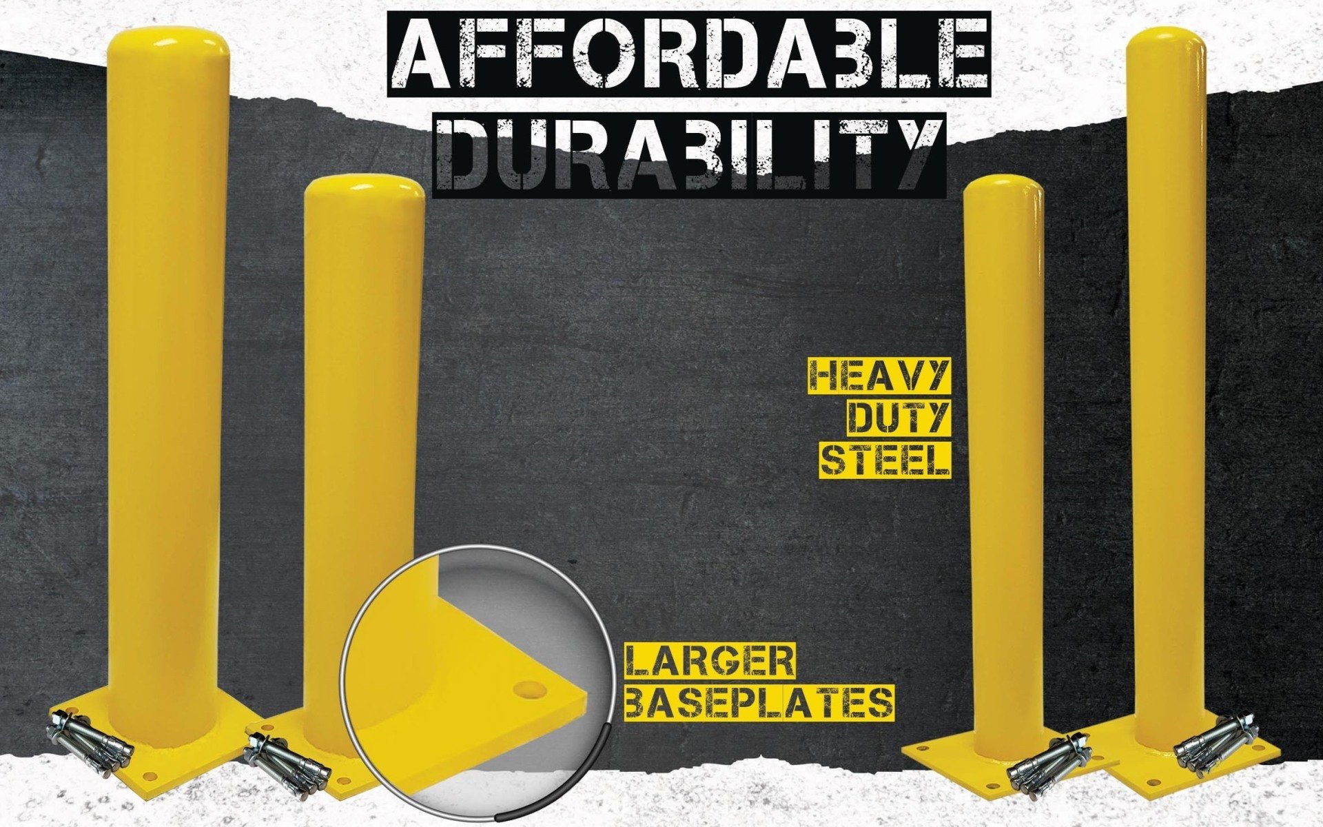 HeavyDuty Bolt Down Safety Bollards Surface Mount 6" Steel Bollard