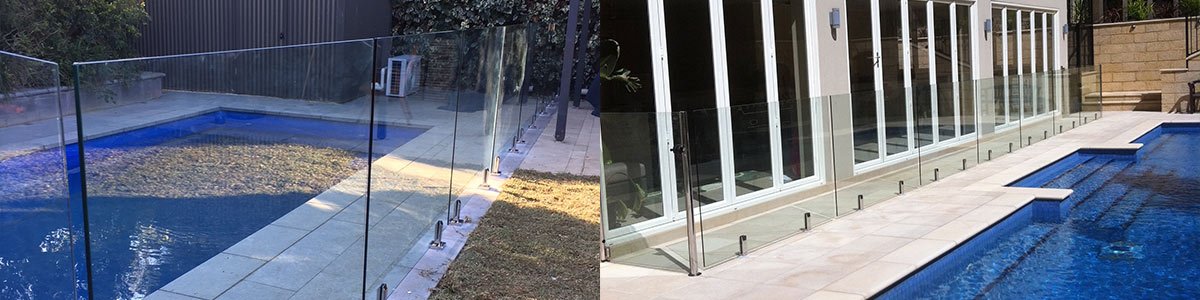 glass fencing around pool