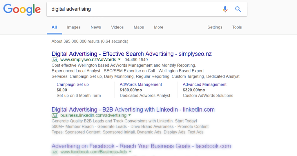 Google AdWords Search Result