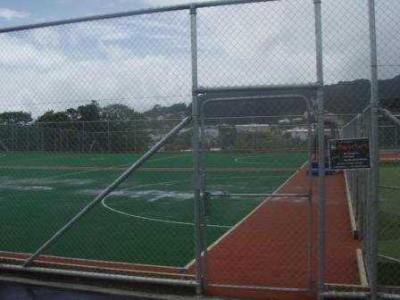 Installed durable sports fence