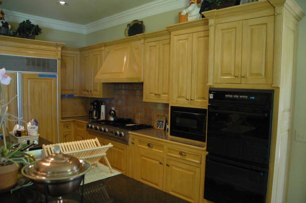 Faux Wood Kitchen Interior Custom Painted Backsplash Mural Nashville