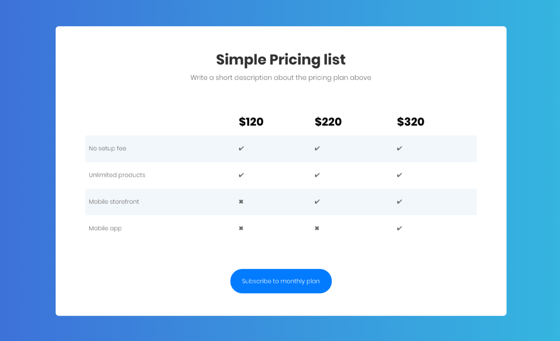 Table Widget Added To Sections