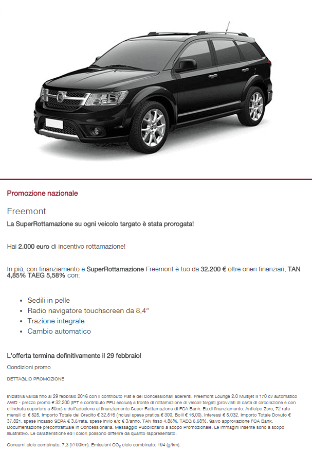 freemont, promozione fiat