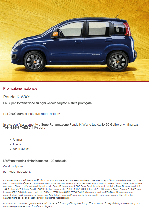 promozione panda, promozione fiat, fiat