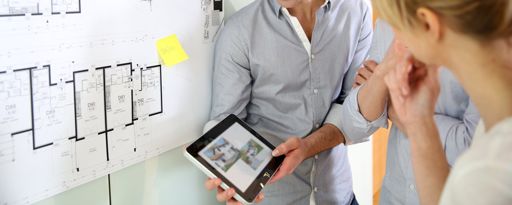 Customer guiding the customer about the project drawing