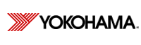 The logo for yokohama is red and black with a red arrow.