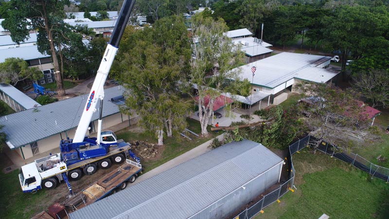 crane in backyard