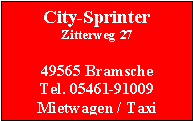 Kontaktdaten City-Sprinter