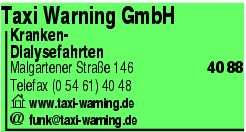 Kontaktdaten Taxi Warning GmbH