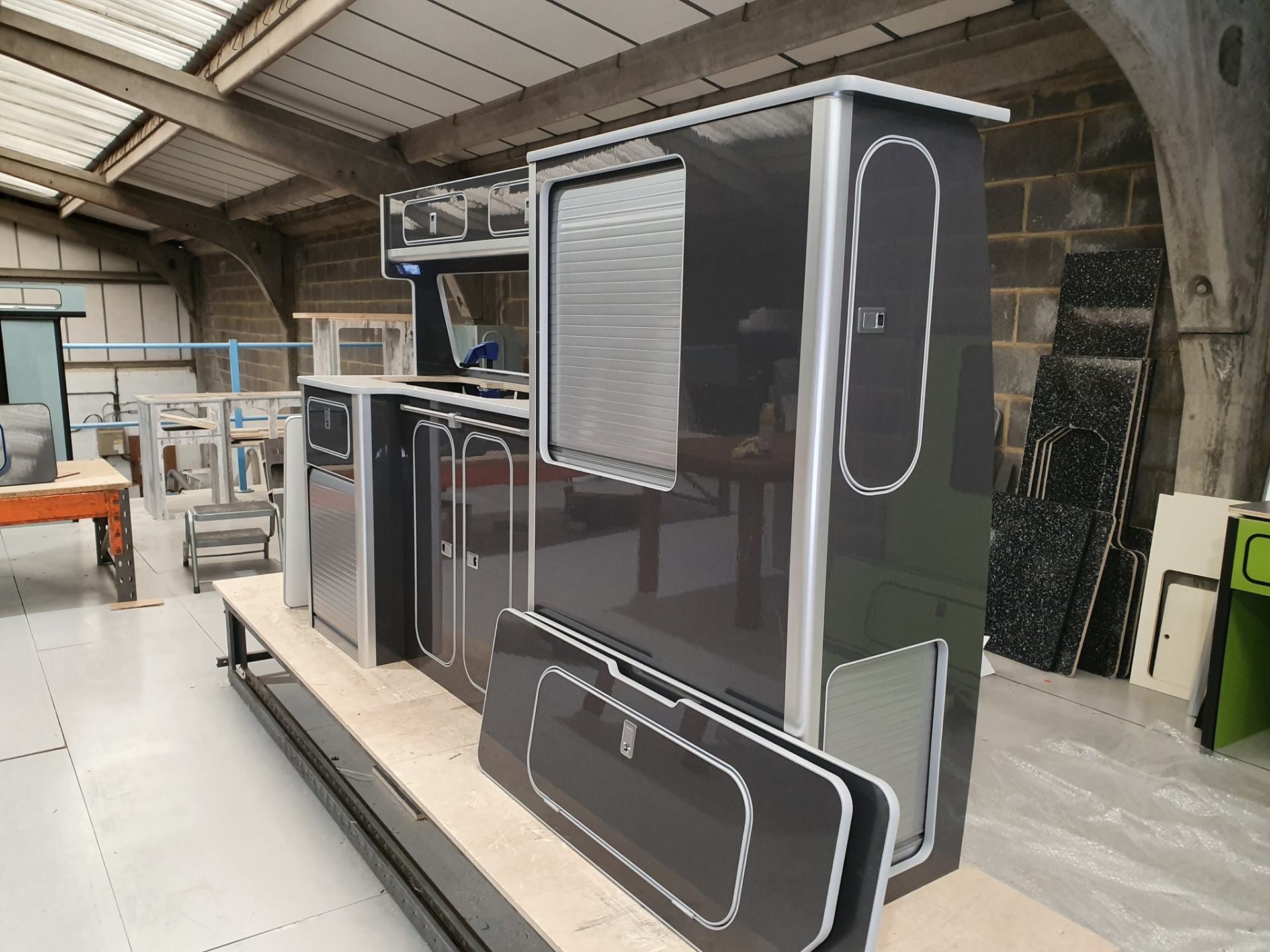 Campervan kitchen units designed by Northern Rose