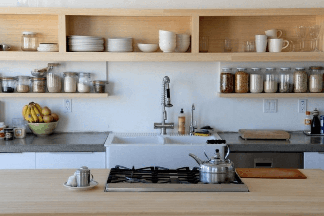 Floating kitchen shelves